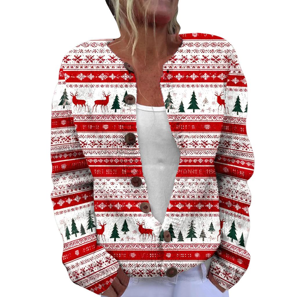 LLL-YK01 Christmas Crew Neck Cardigan Sweater 3D Printing