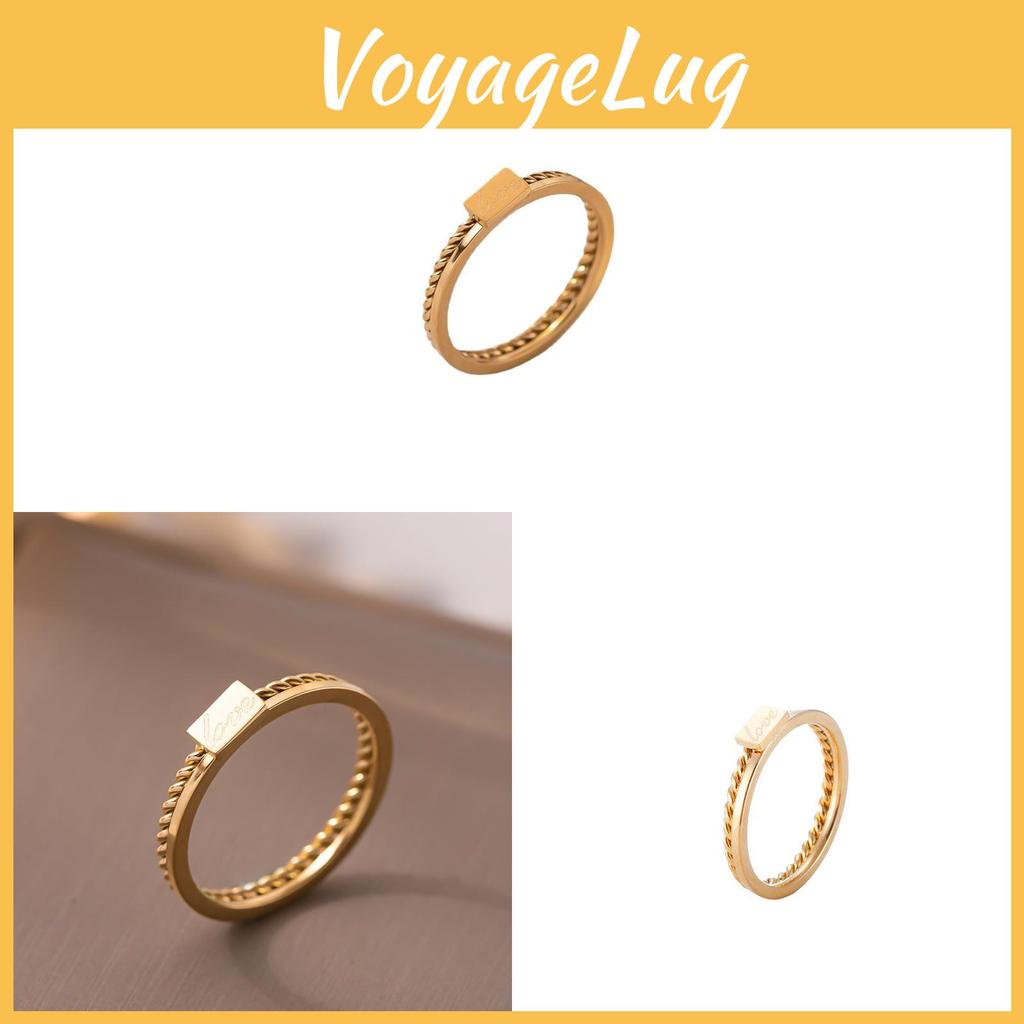 Minimalistischer Titanstahlring für Damen mit Vergoldung und geometrischem Design
