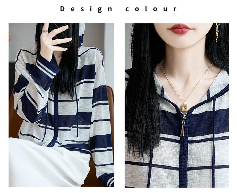 Versatile Plus Size Striped Knit Hooded Cardigan for Women - Early Autumn & Spring Fashion