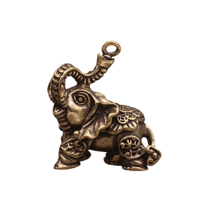 

Handcrafts Brass Elephant Keychain Pendant Ornament Representing Strength and Luck for Traditional Decors Enthusiasts 1