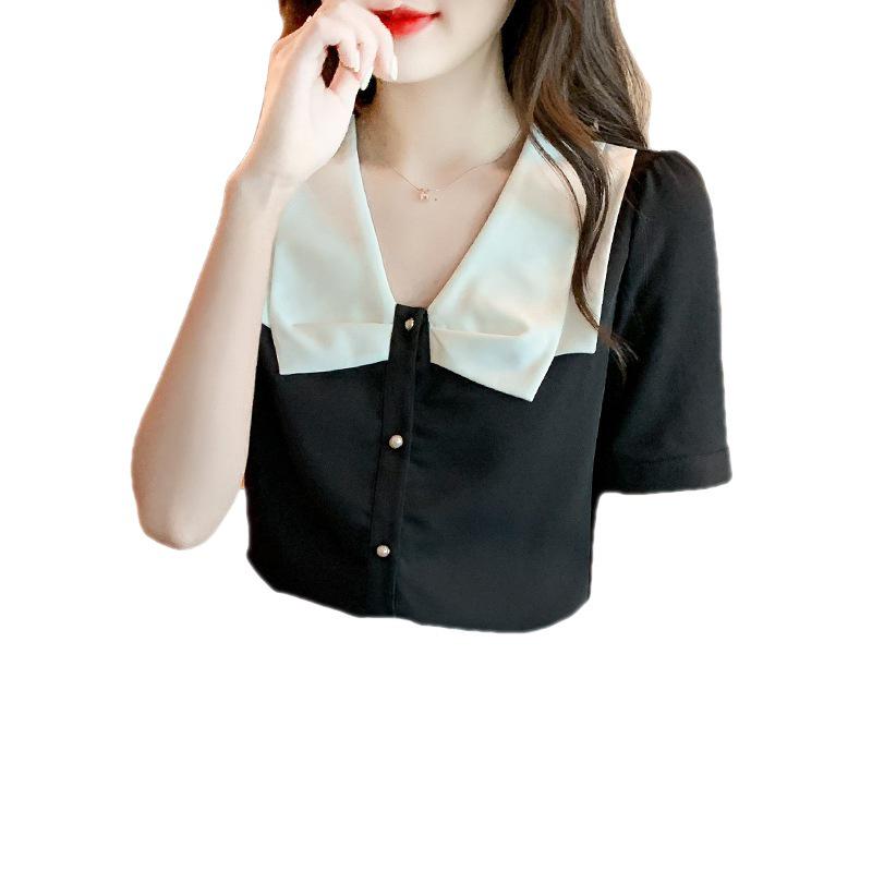 Women's Summer 2025 Doll Collar Plus Size Fashion Tee - Age-Defying Short Sleeve Top