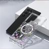 Purple Flower Magnetic Case for iPhone 15/16/17 Pro Max - Transparent Full Coverage Protection