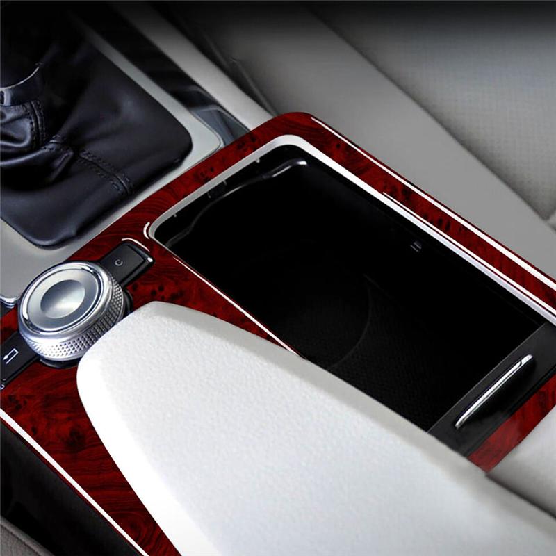 For Mercedes Benz W204 2007-2013 W212 2010-2012 Red Wood Grain Gear Shift Panel Trim Parts Component