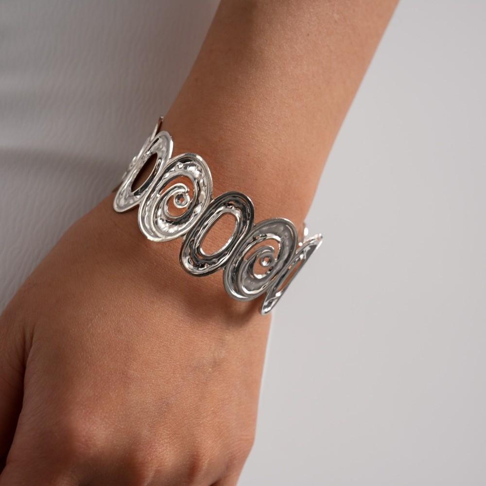 Metal Cuff Bangle Bracelet Non-Fading Women Wristband Fancy Spiral Arm Bracelet  Party