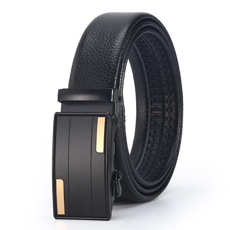 Belt Men'S Business Automatic Buckle Belt Scratch Resistant Lychee Pattern Belt Body Stall