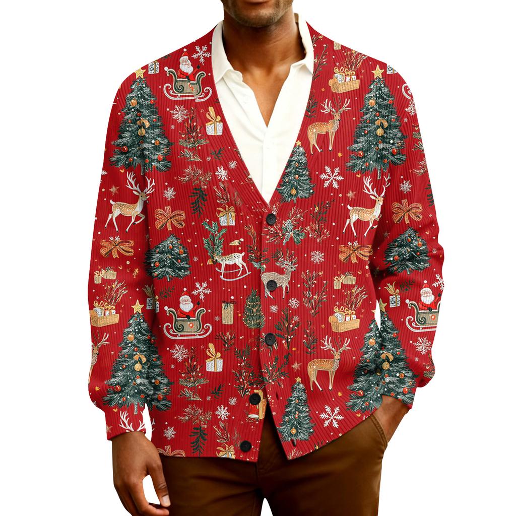 Ribbad långärmad kofta för män