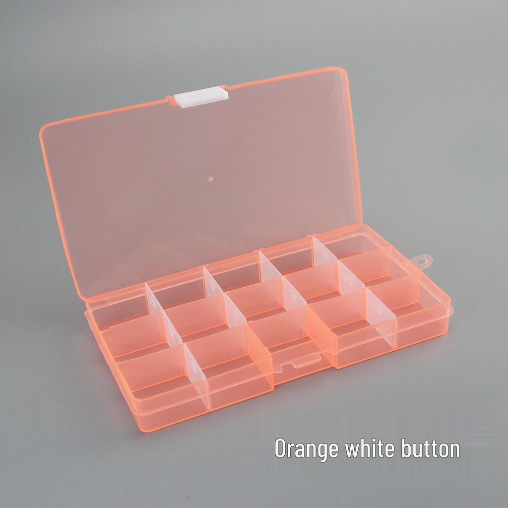 Transparent 15-Compartment Removable Plastic Storage Box for Fishing Tackle.
