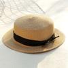 Woman Handmade Bowknot Sunscreen British Style Beach Cap Straw Hat Top Hat Weave Sun Cap Sun Hat