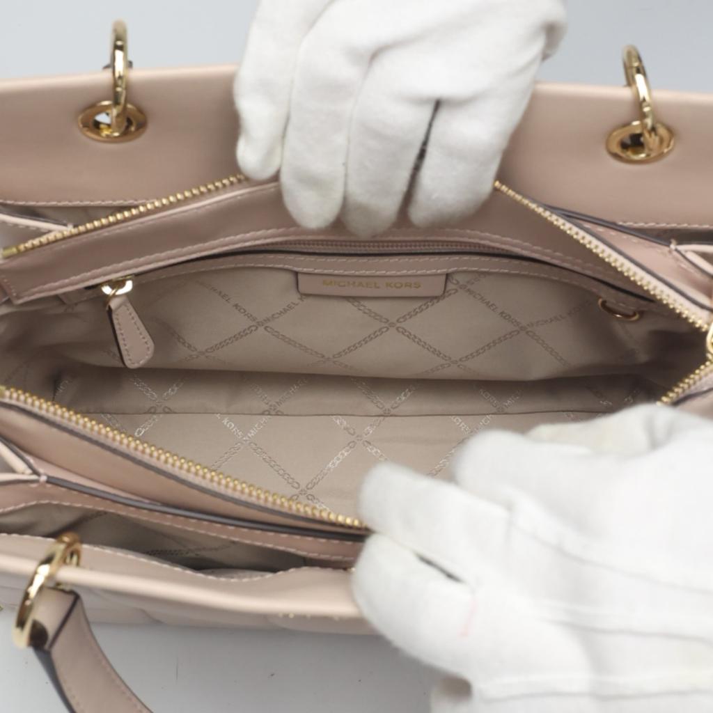 Michael Kors quilting Shoulder Bag Handbag leather pink beige Women 30FIGUSS6L Used