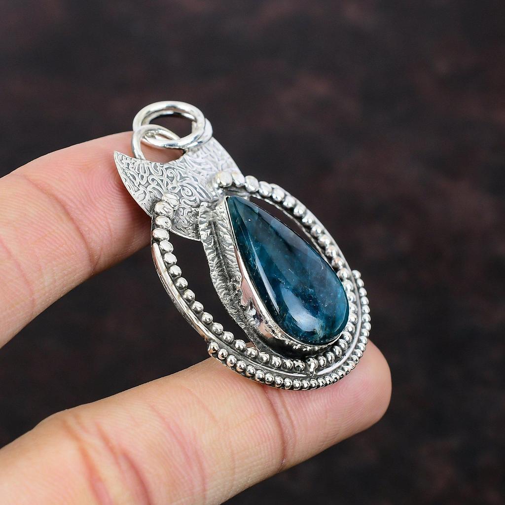Neon Apatite Pendant Elegant Jewelry 925 Sterling Silver Pendant Unique Gemstone Jewelry Handmade Boho Pendant Gift For Girl Amazing Jewelry