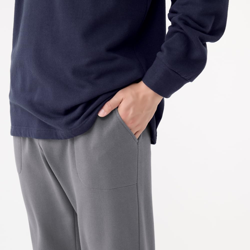 Gunze CI Comme CA Long Sleeve and Brushed Men's Pajamas, Pants, Fleece, Blue-Grey (MH6553)
