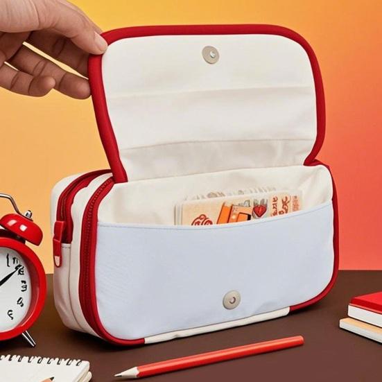 Tragbares Federmäppchen mit Griff, große Kapazität, Schreibwaren-Organizer für Schüler, süßes Bären-Design, Stifttasche für Schul- und Bürobedarf
