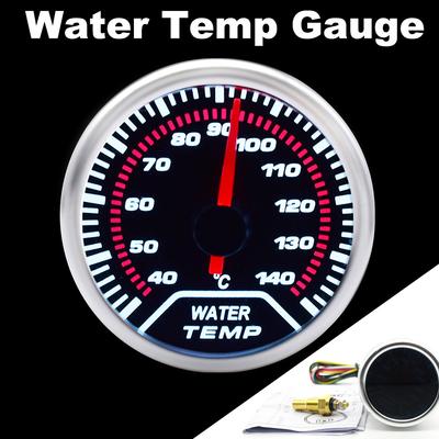 Indicator de temperatură a apei, 52 mm, 2 inch, Indicator de temperatură a apei, 40-140 ℃ grade Celsius, iluminare din spate cu LED 12 V cu senzor NPT de 1/8 inch.