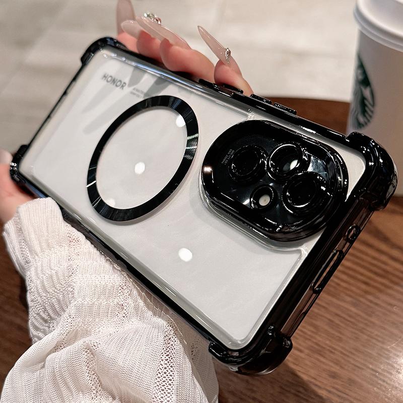 

Honor 400Pro Гальваническое покрытие Прозрачный Мягкий ТПУ Магнитная Беспроводная Зарядка Чехол Для Honor 400 Smart 300 Ultra 200 Pro Пленка для Объектива Телефон Ударопрочный Чехол Honor 200
