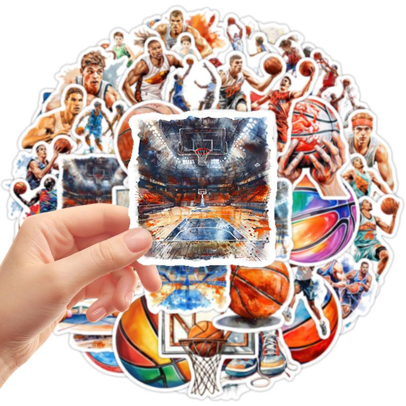 50PCS Waterproof Vinyl Basketball Sports Stickers for Water Bottle Laptop Scrapbooking Skateboard Guitar - Decals Collection