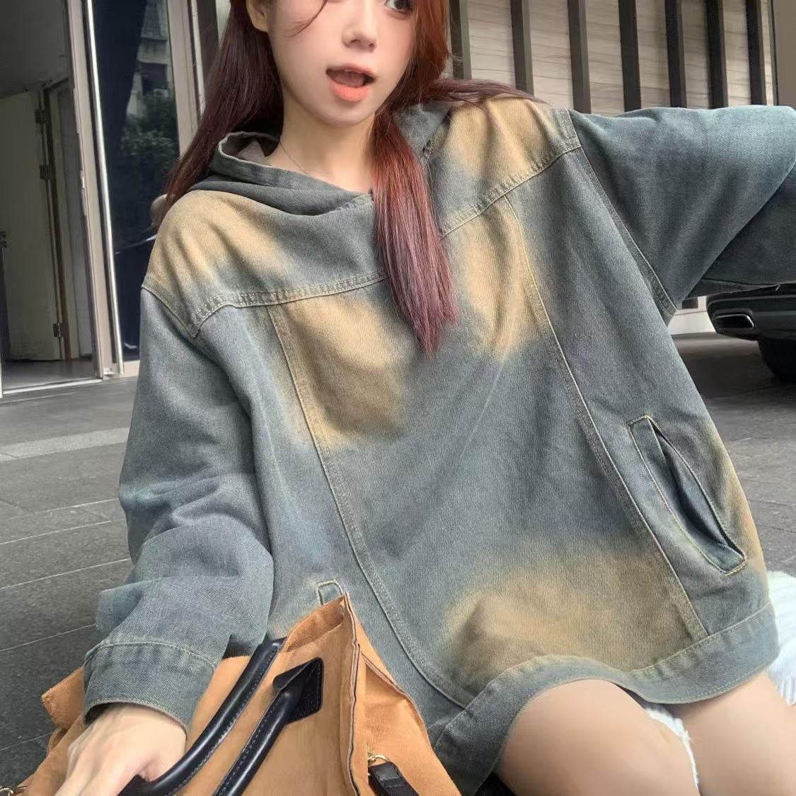 

Толстовки и Кофты (Женский),деним, осень/весна, длинные рукава, винтаж, S-XL