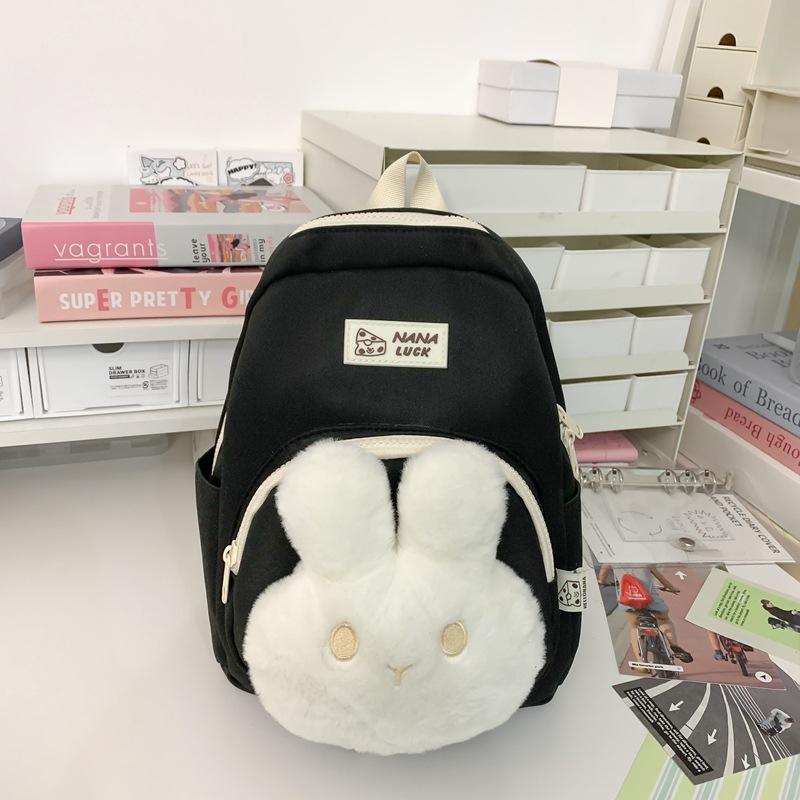 BrandNew Small Schoolbag for Female College CampusUses  Solid Color Rabbit Backpack  Japanese Style Ins Style  Cute Girl Cute Young Girl Backpack