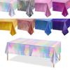4pcs Aluminum Foil Tablecloths Shiny Rainbow Black Rectangle Tablecloth Dining Table Cover for Wedding Party Banquet Decoration