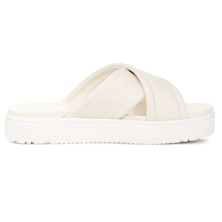 UGG Comfortable Leather Cross Slide Slippers Women slippers White 1128635-JLTH