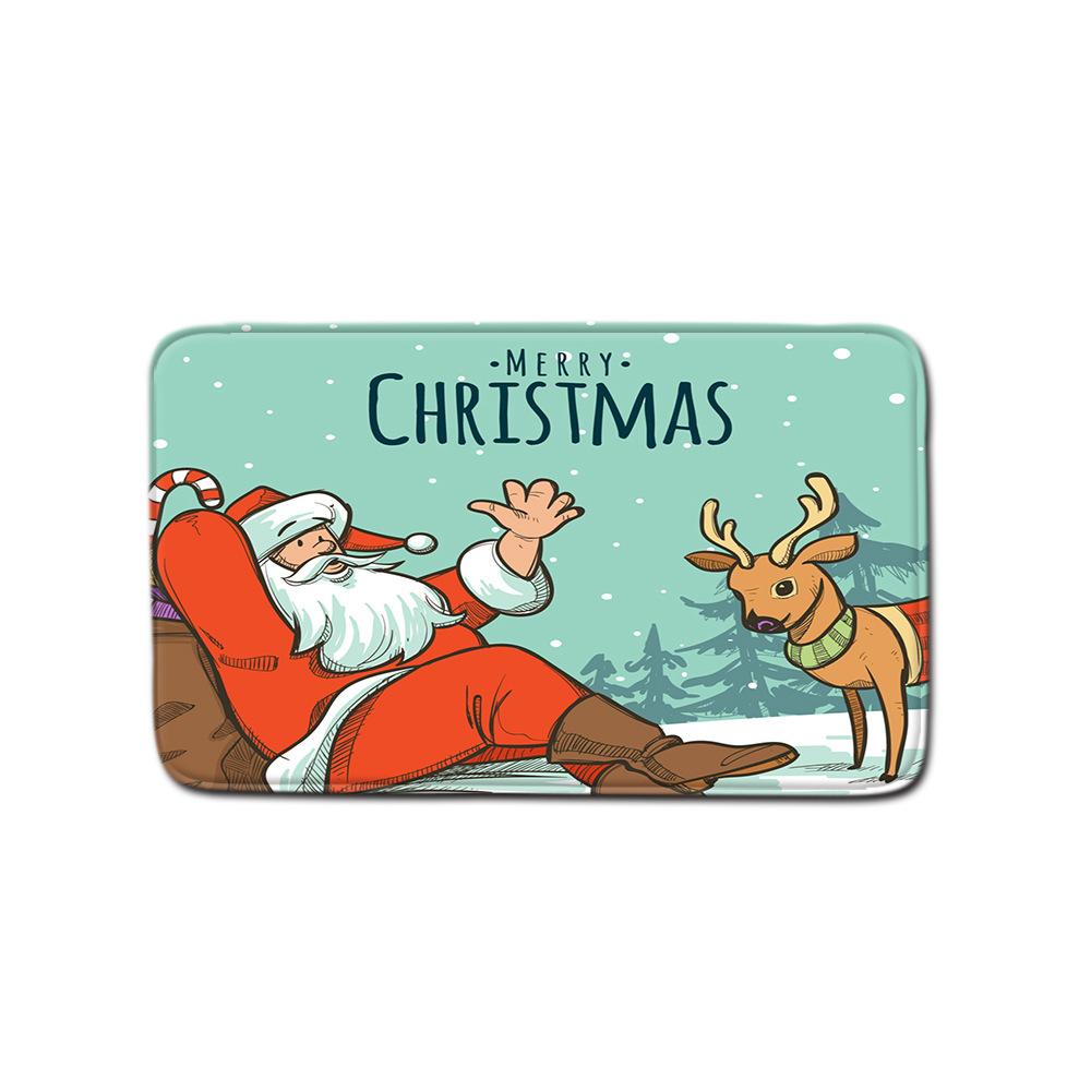 3D Digital Printing Christmas Waterproof Shower Curtain Four-Piece Bathroom Non-Slip Door Mat Bedroom Living Room Floor Mat Carpet