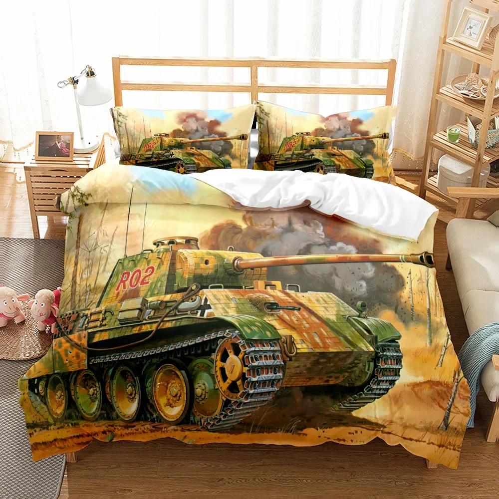 Military Tanks Duvet Cover Set King Queen Double Full Twin Single Size Boys Bed Linen Set