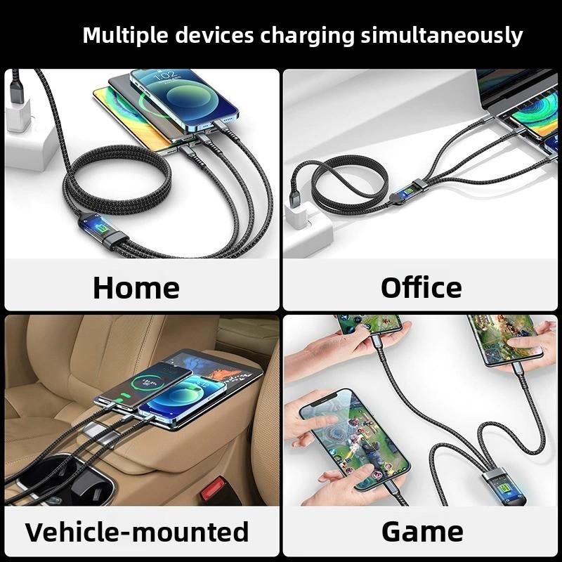 Cable de carga rápida 3 en 1, cargador universal para teléfono móvil, cable de datos duradero