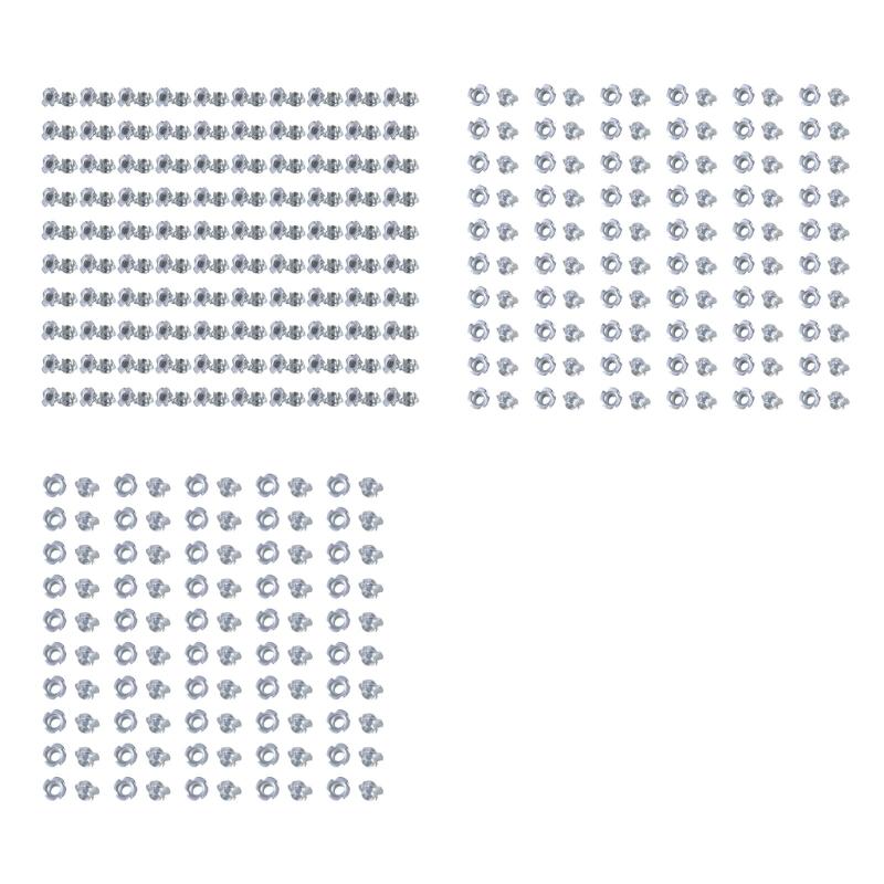 Four Jaw Threaded Inserts Corrosion Resistant T Nut Blind Pronged Tees 4 Jaw Tees Nuts for Wood Working Hardware