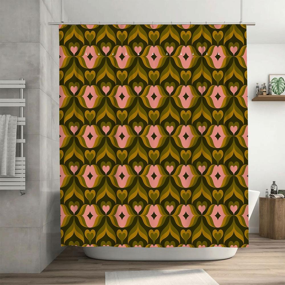 Bathroom Shower Curtain Floral Vintage Retro Waterproof Fabric Decor Washable Liner