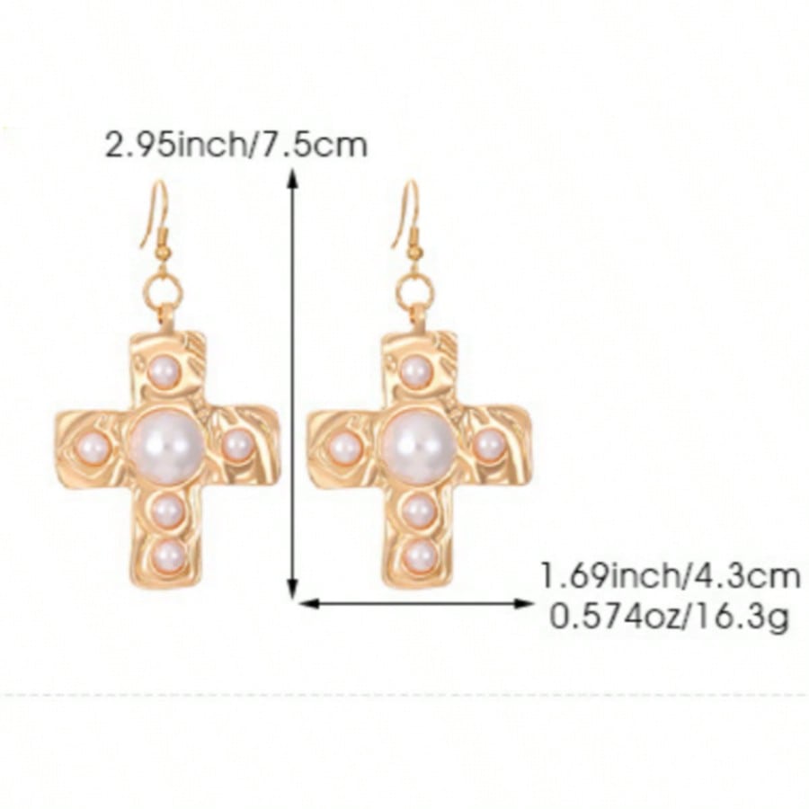 Ladies' Fashion Alloy Earrings Elegant Pearl Earrings Cross minimalist fashion lady's  High Quality