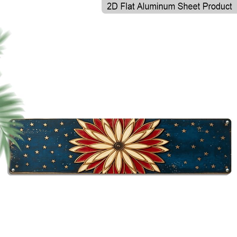 

2D Flat, Single Piece, Stylish Floral Design Aluminium Decorative Sign, Artistic Flower Motif Wall Decoration for Living Room, Bedroom, Gift, Garden 40cm x 10cm