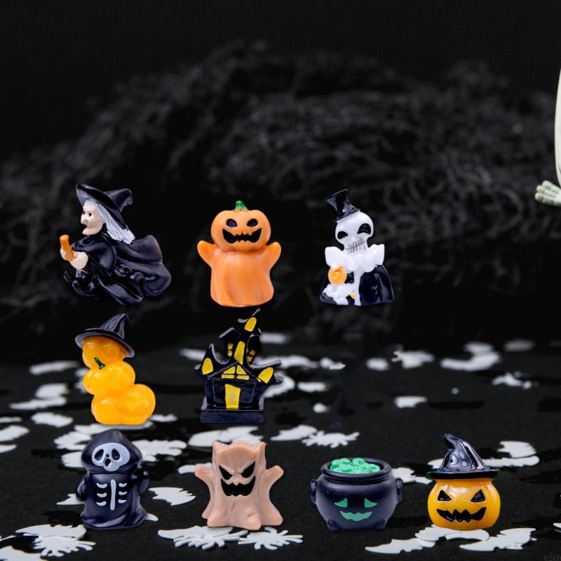 62KD Halloween Miniature Decors Set of 10 for Party and Miniature Garden Landscape
