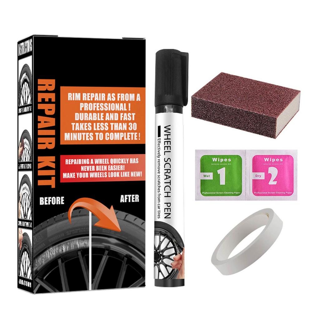 Car Wheel Rim Scratch Repair Kit Universal Markers And Fillers Black For Rims Quick & Easy To Use Car Paint Accessories