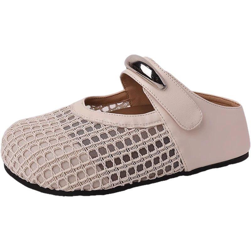 Summer fashion casual hollow Mary Jane shoes retro inner height increase flat bottom woven breathable round head casual hole shoes