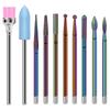 10pcs Nail Polishing Bits Set  Ceramic & Tungsten Nail Grinding Head Sand Cuticle Pusher Nail Drill Bit Manicure Tools Salon Use