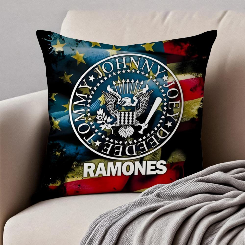Band Punk RRamones Cushion Cover Pillowcase Antidustmite Invisible Zipper Short Plush Sofa Cushion