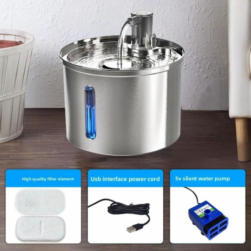 Neue 3L Haustier-Wasserfontäne Große Kapazität Automatischer Wasserspender Effiziente Filtration Edelstahl-Katzenfutterspender Für Hund Katze