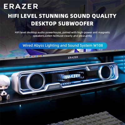 Wired Bluetooth Speaker RGB Colorful Abyss Light Effect Dual Speakers Dual Bass Diaphragm HIFI Stereo Surround Sound W108