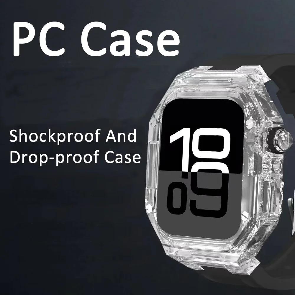 PC Case+Silicone Band for Apple Watch Series 10 42mm 46mm Sports Unisex Bracelet for IWatch 10 46MM 42MM Transparent Case Straps
