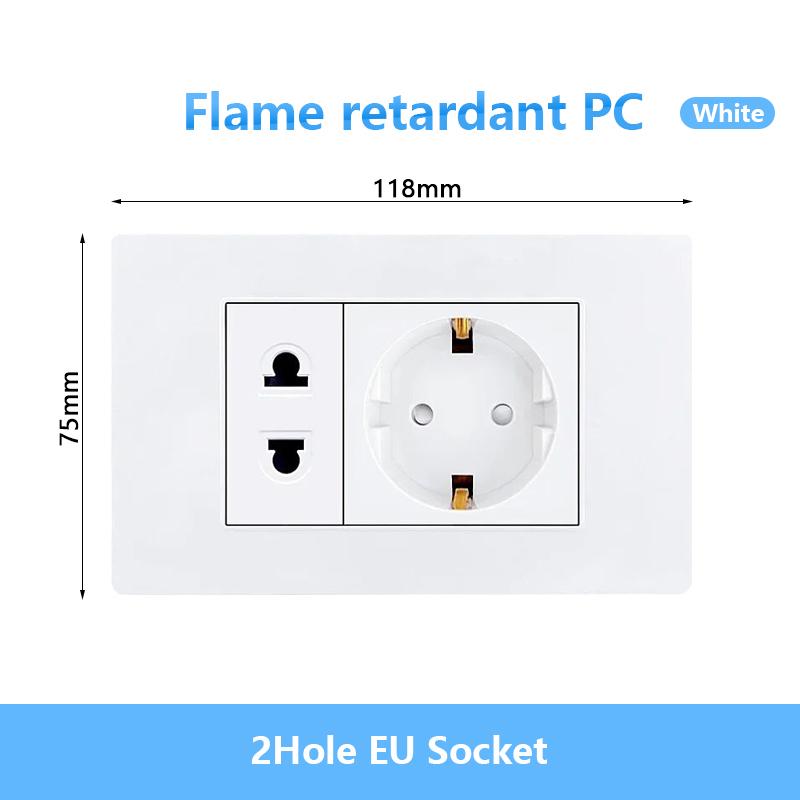 EU Korea Stromstecker mit 16A USB-Steckdose, Elektrisches 2-Wege-Lichtschalter-Panel, Universelle USB-Typ-C 20W Schnellladebuchse 220V