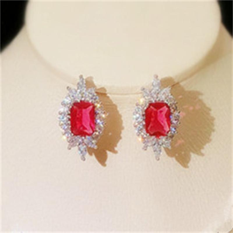 Women's Jewelry Set S925 Created Emerald Gemstone Earrings Sparkling Necklace Classic High Jewelry Mother's Day