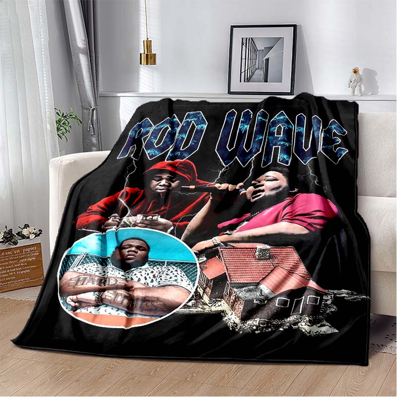 Hip Hop Rapper Blanket Rod Wave Flannel Blanket Soft Warm Throw Bedroom Decor Napping Couch Sofa Bed Chair Cover for Boys Girls