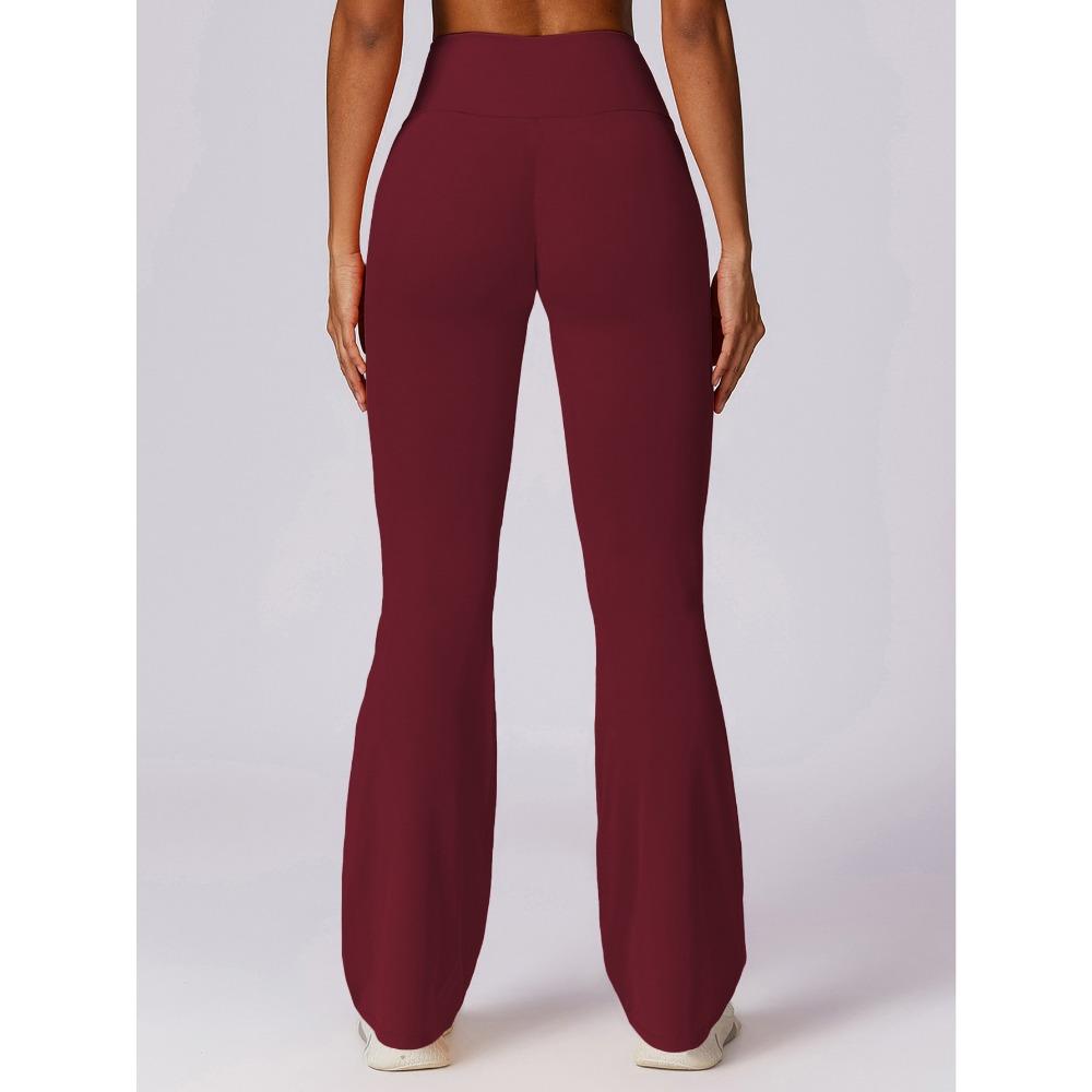 New Cross-Waist Sensual Sheer Yoga Pants Slimming High-Waisted Butt-Lifting Workout Fitness Solid-Colour Flared Trousers