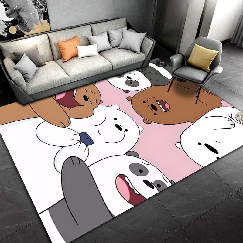 Cartoon Bear Pattern Area Rug with Pink Background for Living Room Suitable for Use As an Anti-slip for Living Room Bedroom Sofas