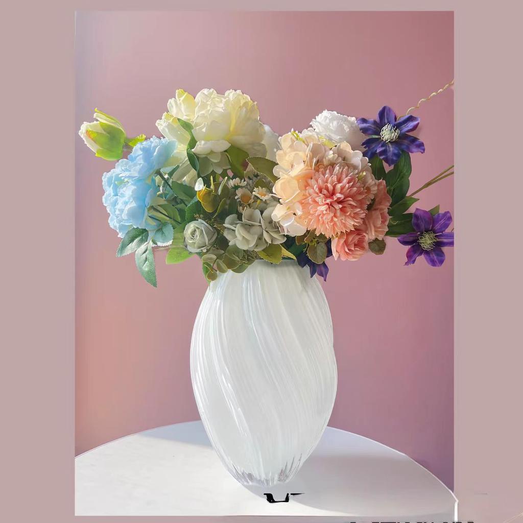 Vase en Verre Européen Minimaliste, Petite Pièce Maîtresse Créative de Luxe pour Table à Manger Salon, Support de Fleur Hydroponique