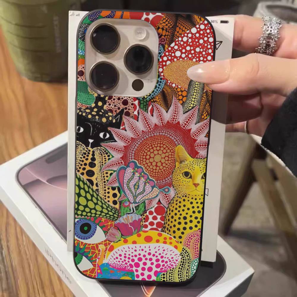 Pumpkin Yayoi Kusama Soft Corrugated Phone Case For IPhone 11 12 13 14 15 16 17 Pro Max Plus Pro Shockproof Cover