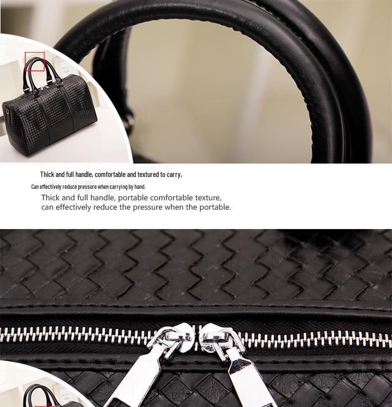 Black Woven Large Capacity Unisex Travel Shoulder Bag