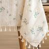 1Pc Tassels Tablecloth,Round Cotton Floral Tea Table Decoration,Table Cover For Kitchen Wedding Dining Room