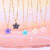 Dainty Gold Chain Colorful Enamel Five-Petal Flower Pendant Necklace Multi Fresh Floral Minimal Cute Choker Jewelry for Girls