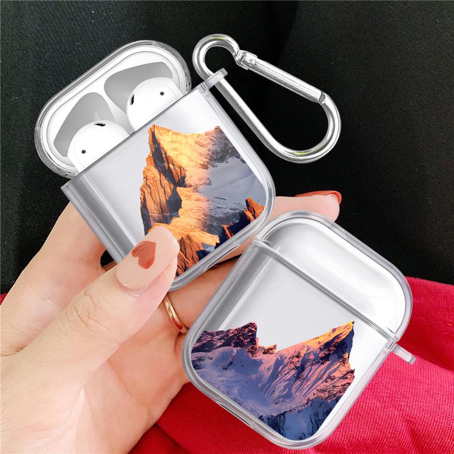 Case For Airpods Pro3 Pro2 1 4 2 Pro 3 Clear Earphone Cases Cover Snow Mountain Range