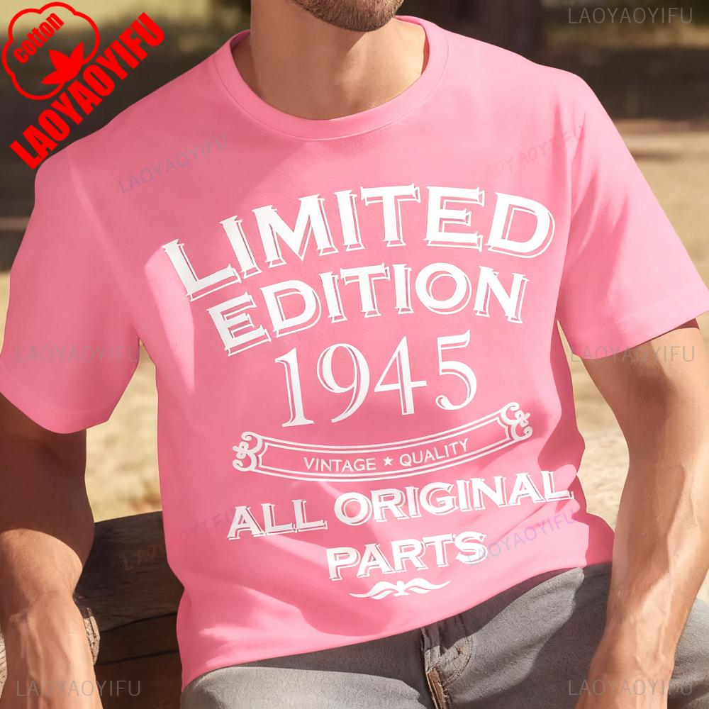 Limited Edition 1945 All Original Parts Funny Printed Tshirt Tops Classic Vintage Street Fashion Tshirt  Unisex Cotton Tops S